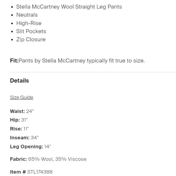 NWT Stella McCartney Wool Straight Leg Pants - Picture 11 of 11